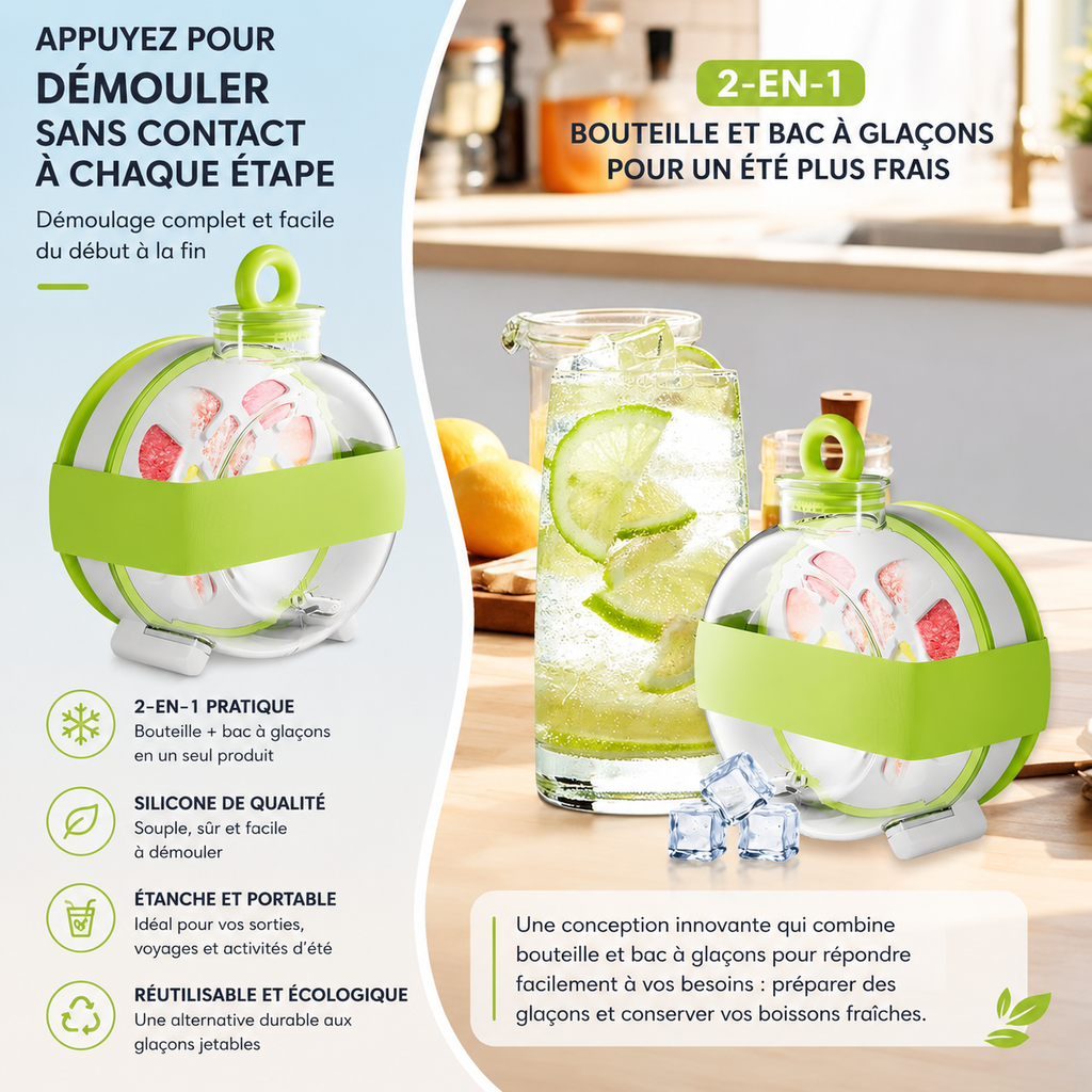 Bouteille 2-en-1 avec bac à glaçons intégré KAIBA