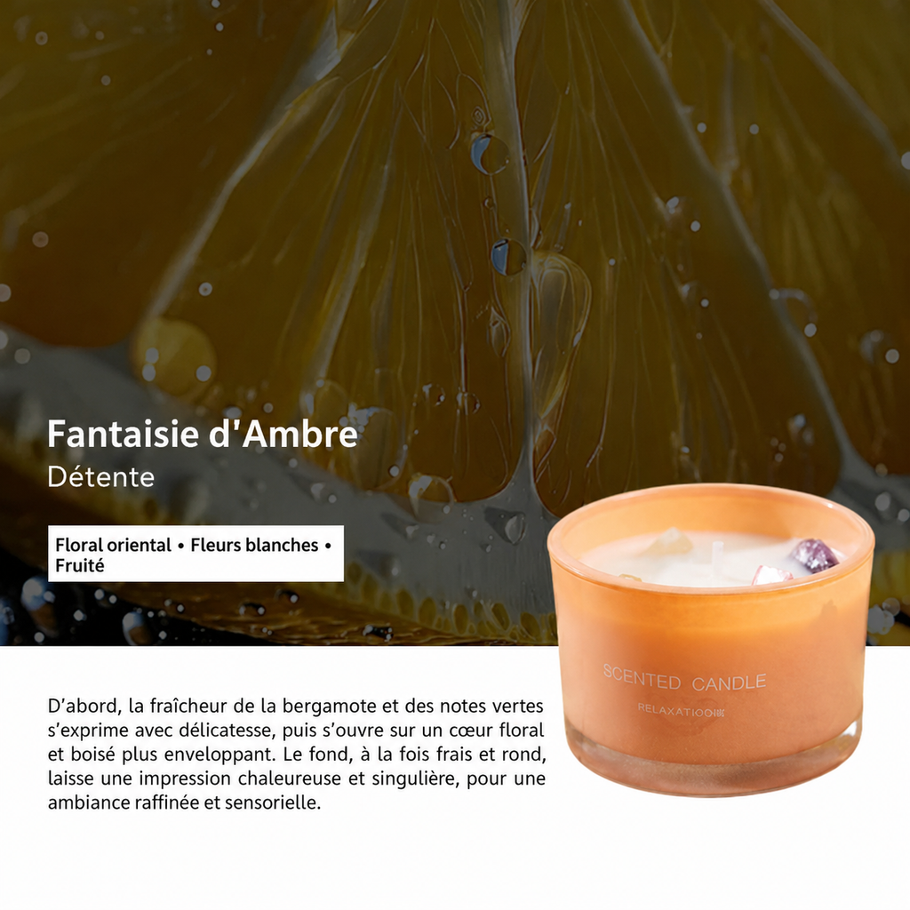 Bougie d’aromathérapie à la cire de soja et huiles essentielles KAIBA