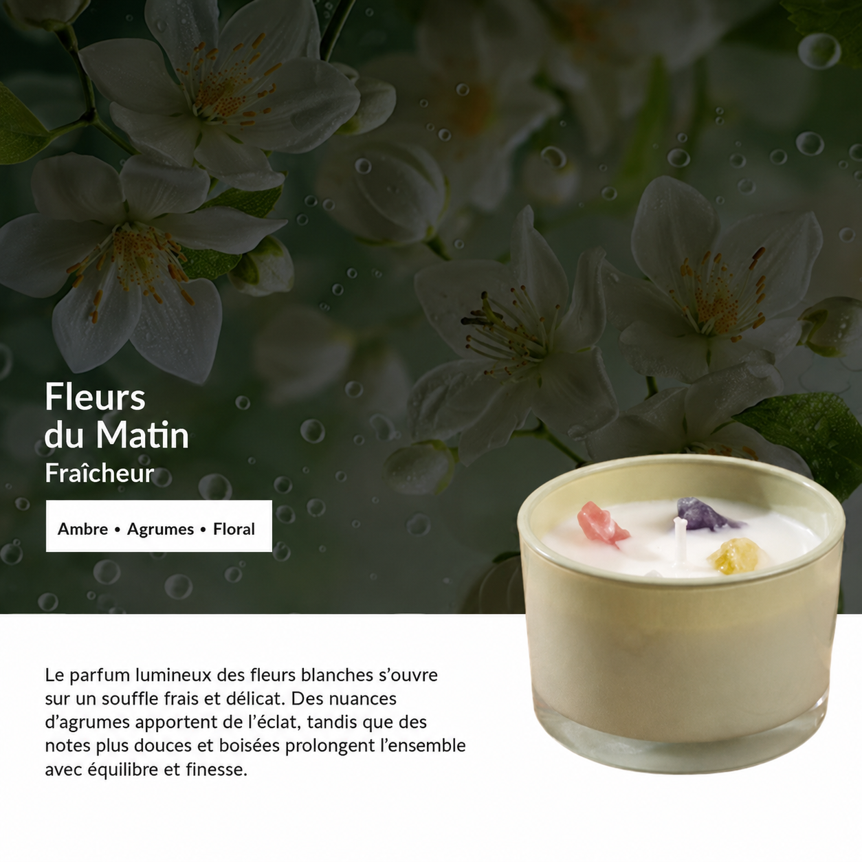Bougie d’aromathérapie à la cire de soja et huiles essentielles KAIBA