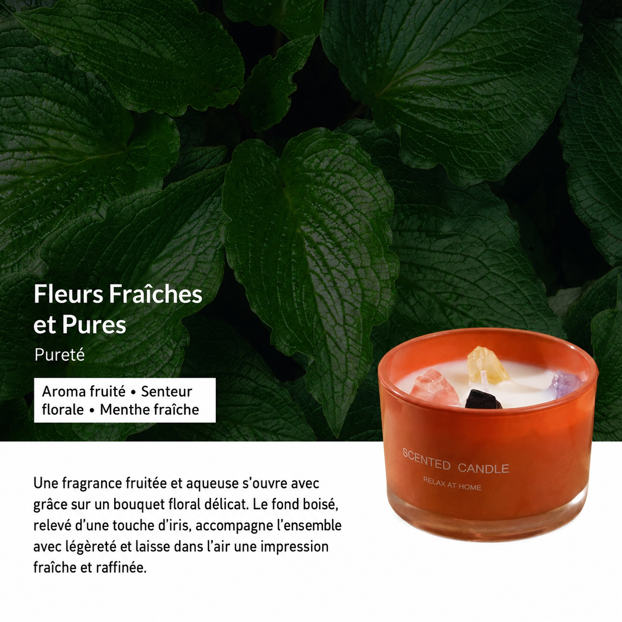 Bougie d’aromathérapie à la cire de soja et huiles essentielles KAIBA