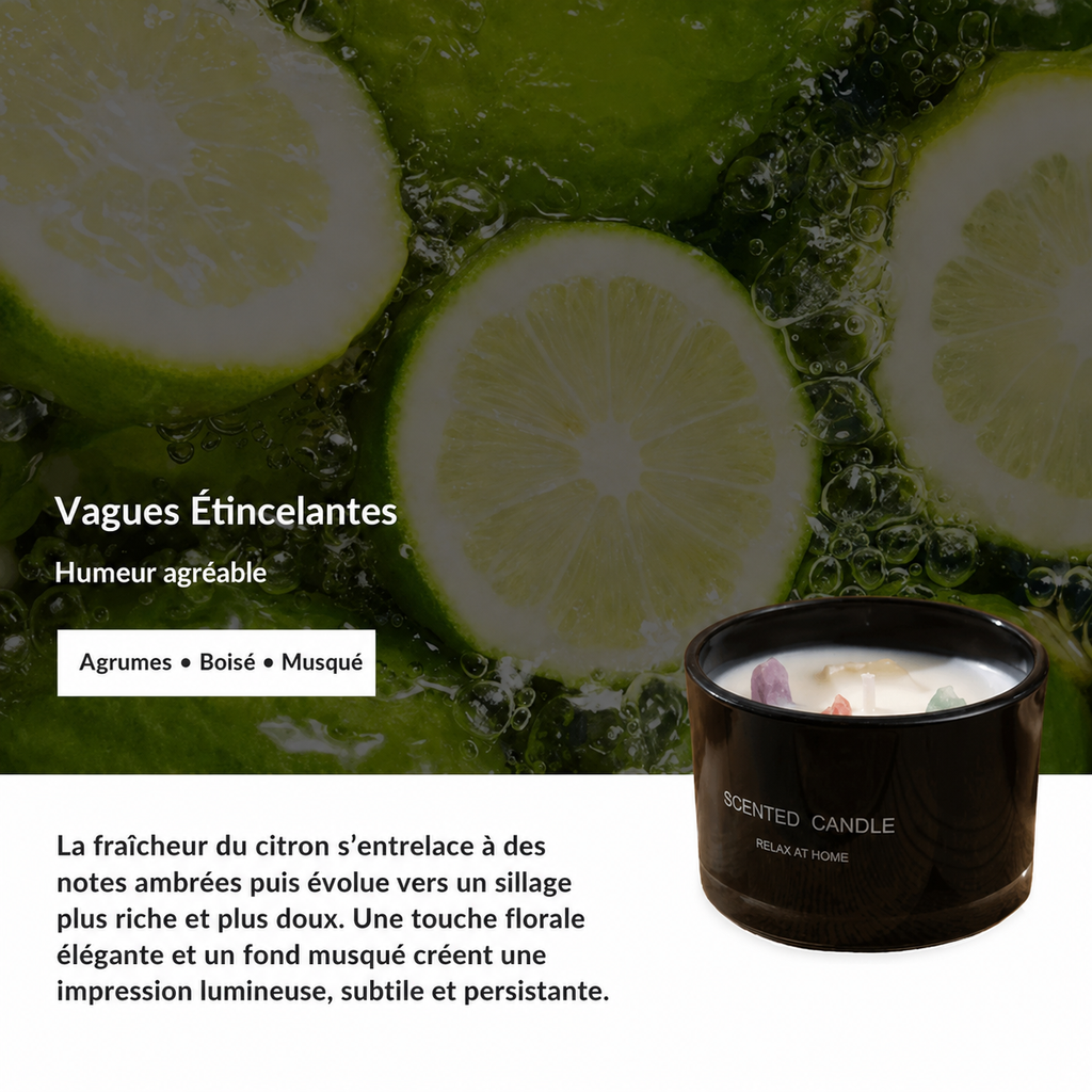 Bougie d’aromathérapie à la cire de soja et huiles essentielles KAIBA