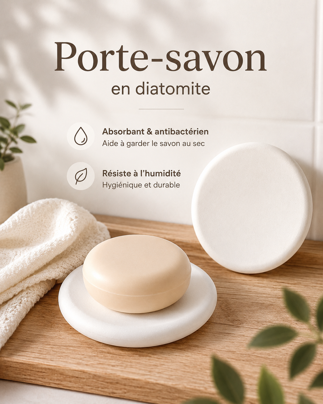 Porte-savon absorbant en diatomite KAIBA
