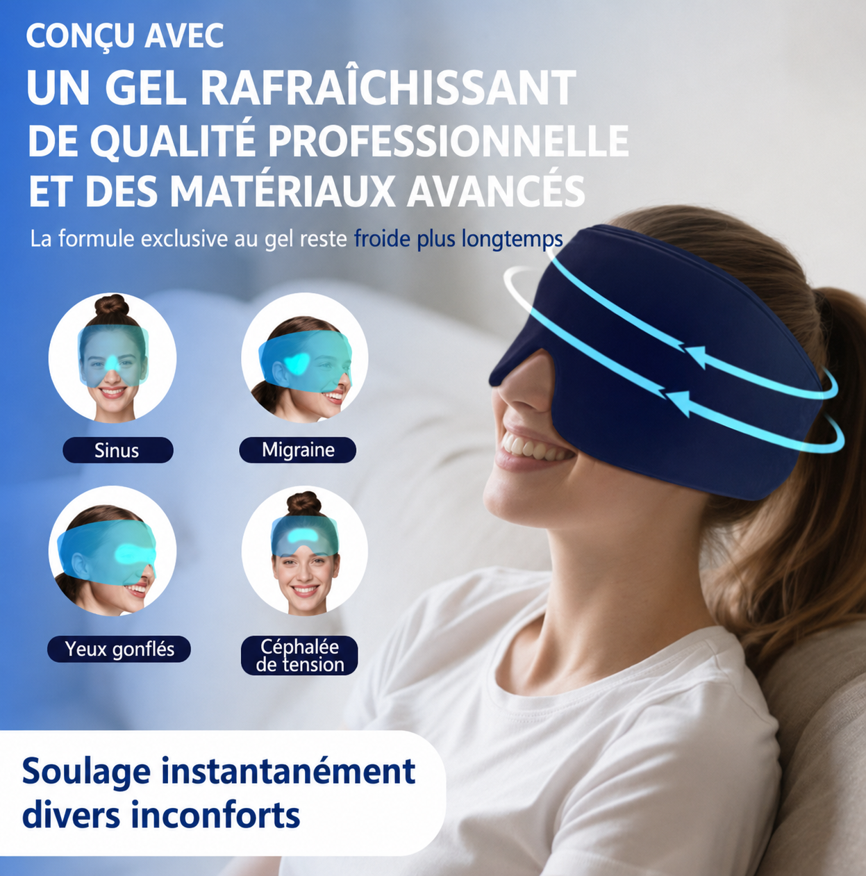 Masque froid avec gel rafraîchissant  pour les yeux