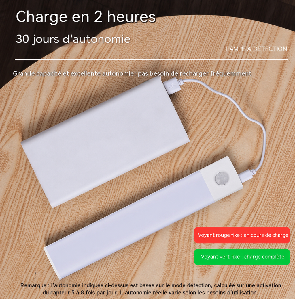 Lampe LED Sans Fil Rechargeable USB avec Détecteur KAIBA