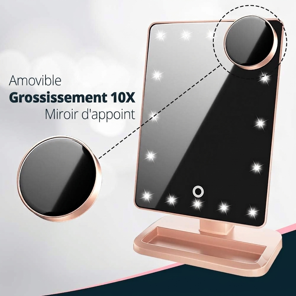 Miroir de maquillage LED avec Bluetooth KAIBA