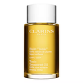 Flacon Clarins Huile Tonic Corps 100 ml sur fond blanc.