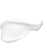 Texture blanche et onctueuse du Lait Corps Hydratant Velours Clarins sur fond blanc.