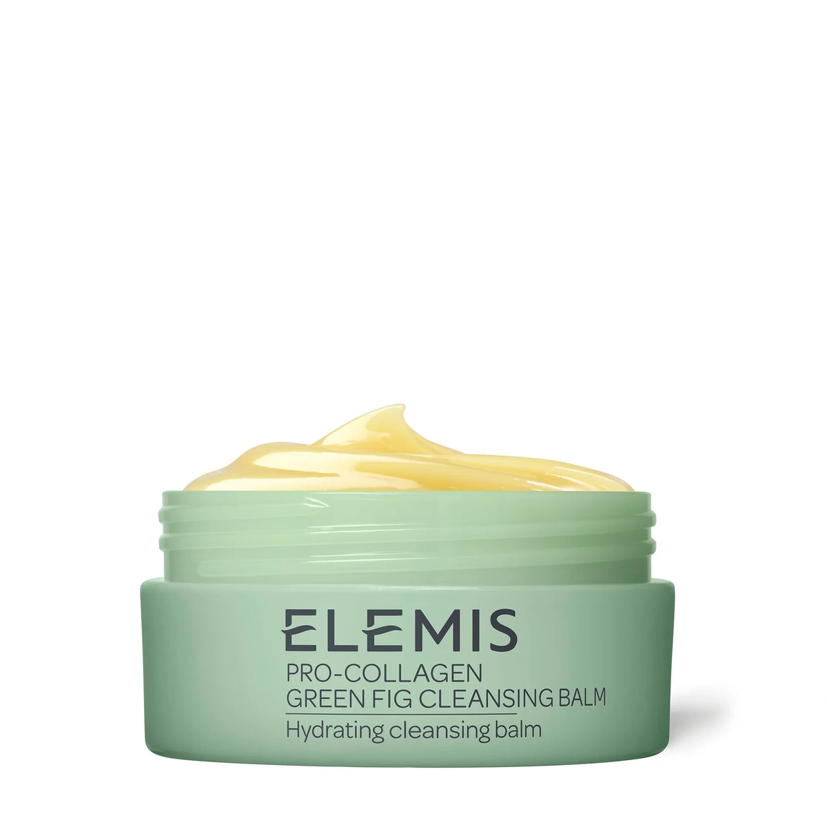 Baume démaquillant ELEMIS Green Fig 100 g en pot ouvert, texture crémeuse visible