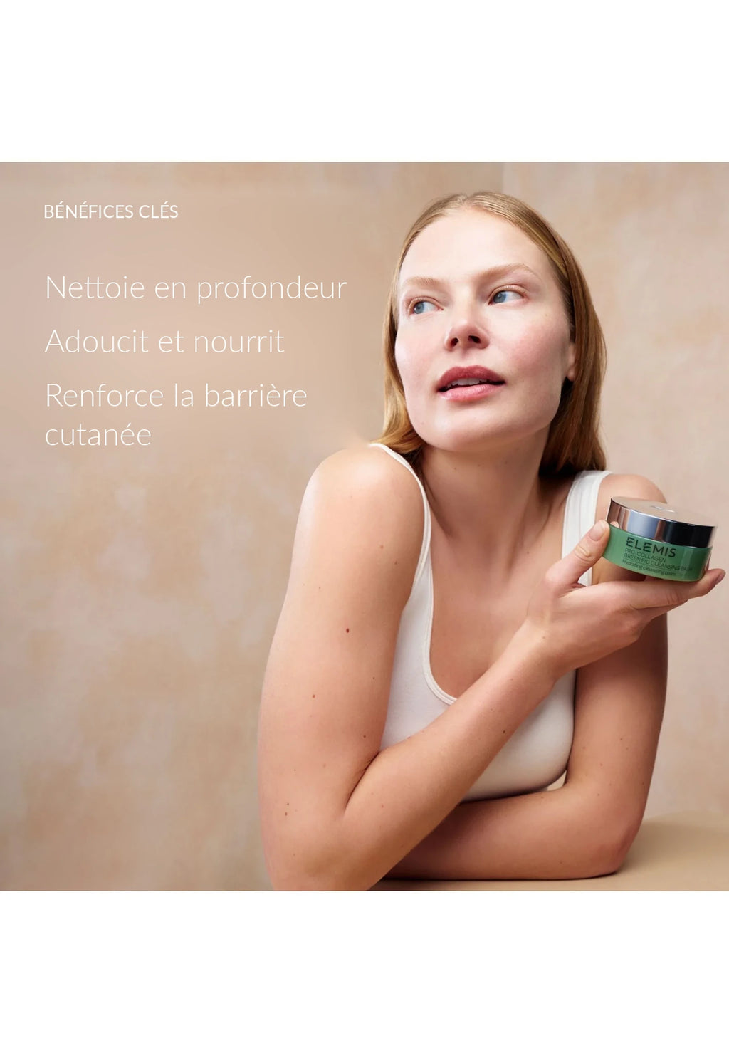 Visuel ELEMIS Green Fig présentant le baume nettoyant et ses bénéfices