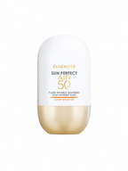 Flacon du fluide Lancaster Sun Perfect Air Glow Booster SPF 50 40 ml sur fond blanc.