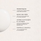 Actifs du Cica-Gel PAYOT : probiotiques, reine-des-prés, acides glycolique et lactique, centella asiatica.