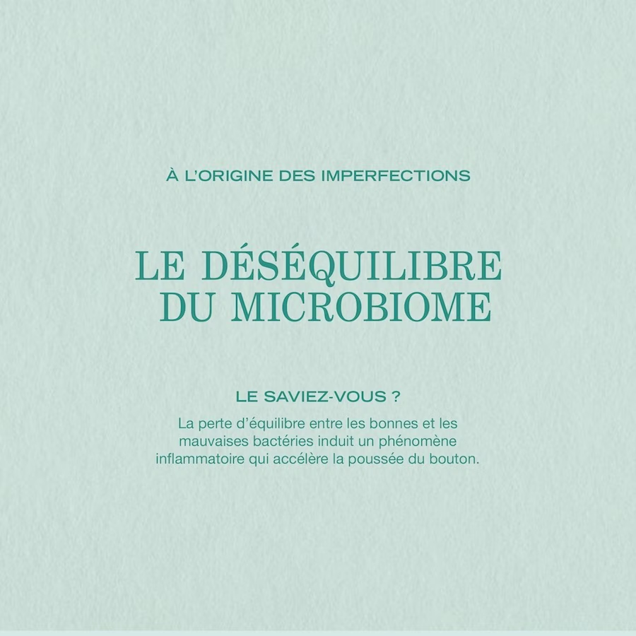 Visuel PAYOT expliquant le lien entre le déséquilibre du microbiome cutané et les imperfections.